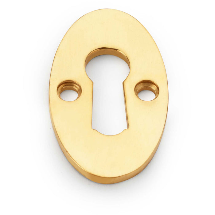 Oval Standard Lock Profile Escutcheon - Unlaquered Brass Door Key Plate