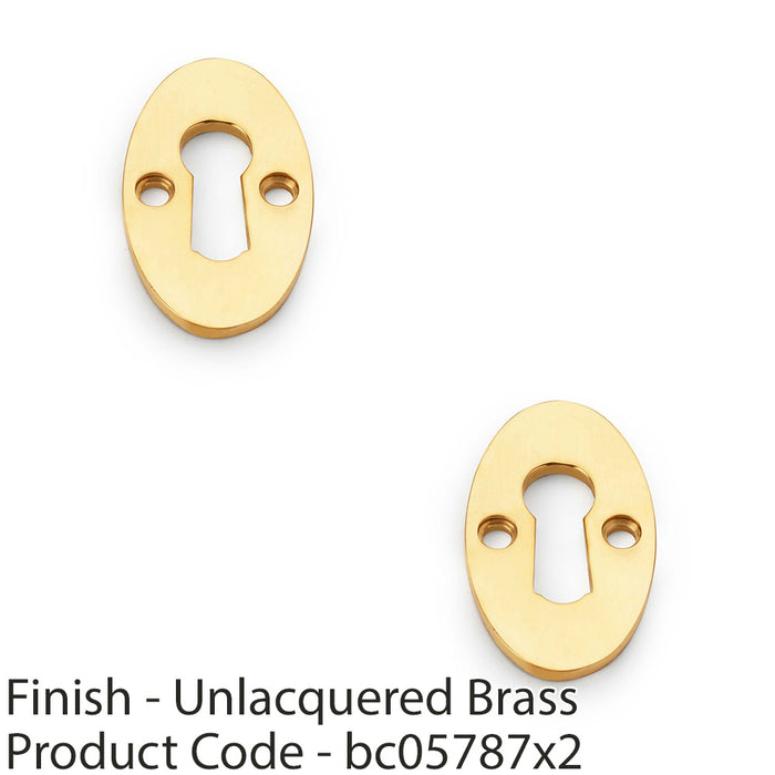 2 PACK Oval Standard Lock Profile Escutcheon Unlaquered Brass Door Key Plate 1