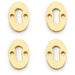 4 PACK Oval Standard Lock Profile Escutcheon Unlaquered Brass Door Key Plate