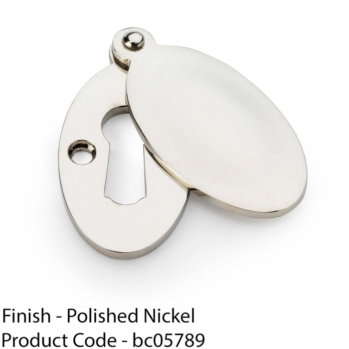 Oval Standard Lock Profile Escutcheon & Smooth Swing Cover - Polished Nickel 1