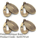 4 PACK Oval Standard Lock Profile Escutcheon & Ringed Swing Cover Antique Brass 1