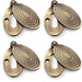 4 PACK Oval Standard Lock Profile Escutcheon & Ringed Swing Cover Antique Brass