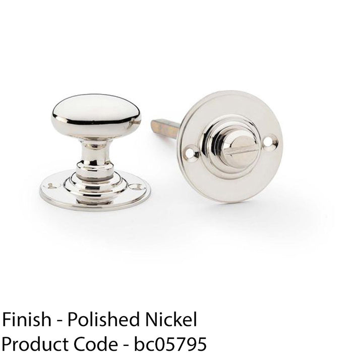 Traditional Oval Thumbturn & Release Lock - Polished Nickel - Bathroom Door WC 1