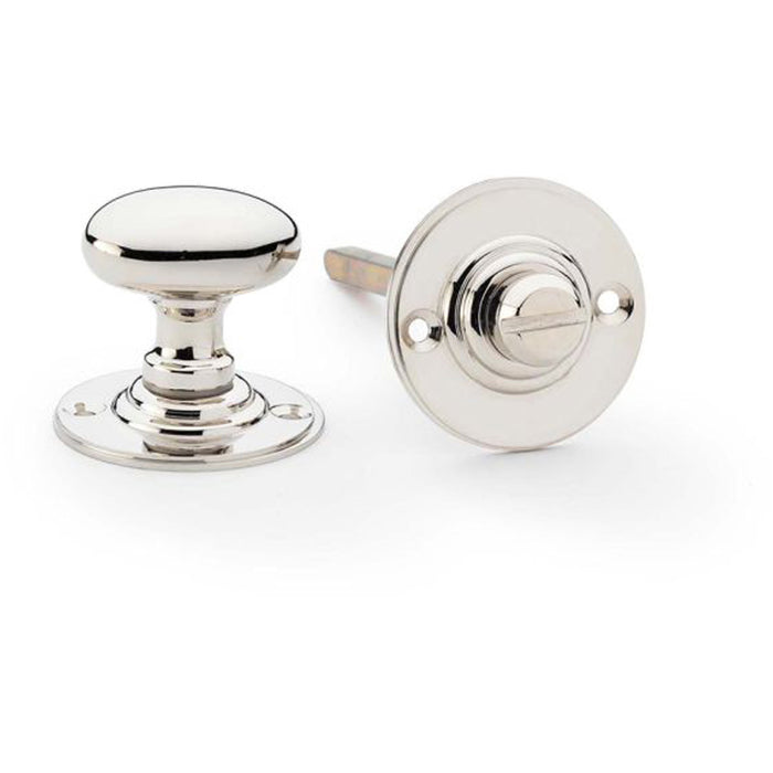 Traditional Oval Thumbturn & Release Lock - Polished Nickel - Bathroom Door WC