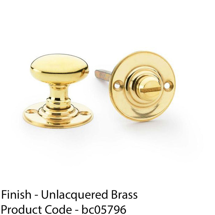 Traditional Oval Thumbturn & Release Lock - Polished Brass - Bathroom Door WC 1