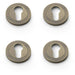 4 PACK Screwless Round EURO Profile Escutcheon Italian Brass 50mm Door Key Plate