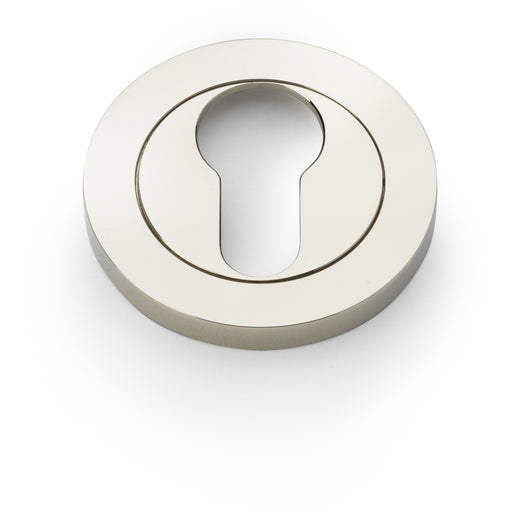 Screwless Round EURO Profile Escutcheon - Polished Nickel 50mm Door Key Plate