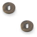 2 PACK Screwless Round Profile Escutcheon Antique Brass 50mm Lock Key Plate