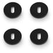 4x Screwless Round Standard Profile Escutcheon Matt Black 50mm Lock Key Plate