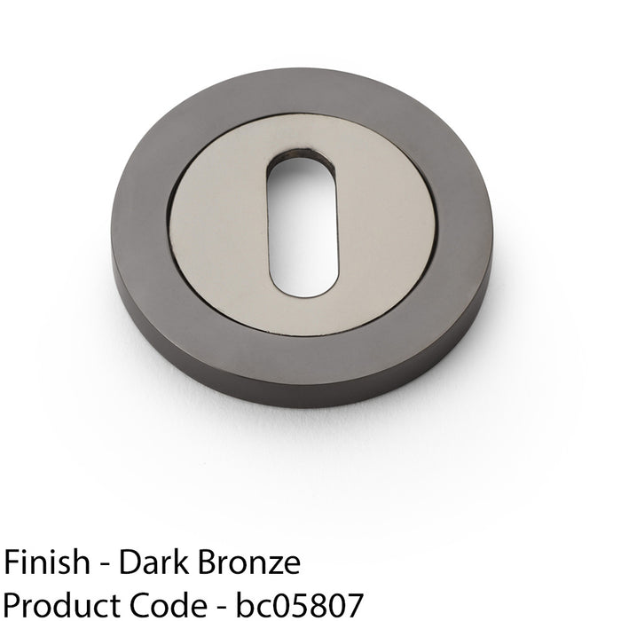 Screwless Round Standard Profile Escutcheon - Dark Bronze 50mm Lock Key Plate 1