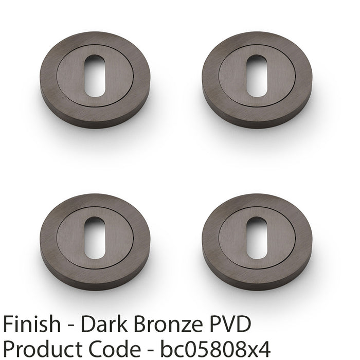 4 PACK Screwless Round Profile Escutcheon Dark Bronze PVD 50mm Lock Key Plate 1