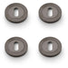4 PACK Screwless Round Profile Escutcheon Dark Bronze PVD 50mm Lock Key Plate