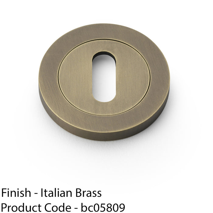 Screwless Round Standard Profile Escutcheon - Italian Brass 50mm Lock Key Plate 1