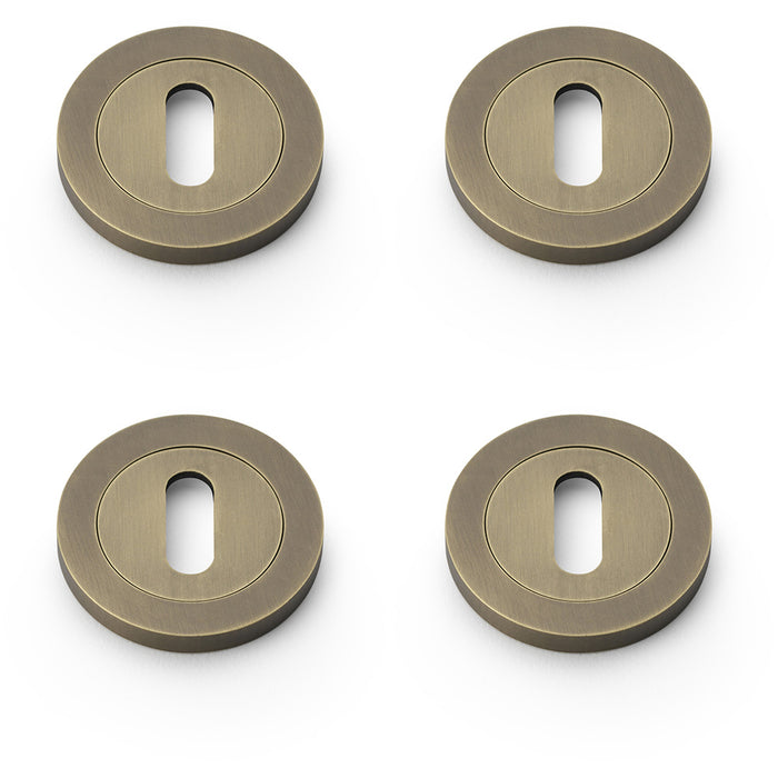 4 PACK Screwless Round Profile Escutcheon Italian Brass 50mm Lock Key Plate