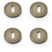 4 PACK Screwless Round Profile Escutcheon Italian Brass 50mm Lock Key Plate