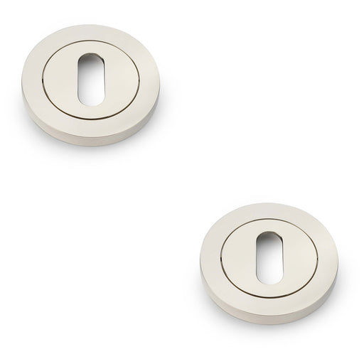 2 PACK Screwless Round Standard Profile Escutcheon Polished Nickel 50mm Lock Key