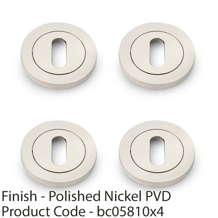 4 PACK Screwless Round Profile Escutcheon Polished Nickel 50mm Lock Key Plate 1