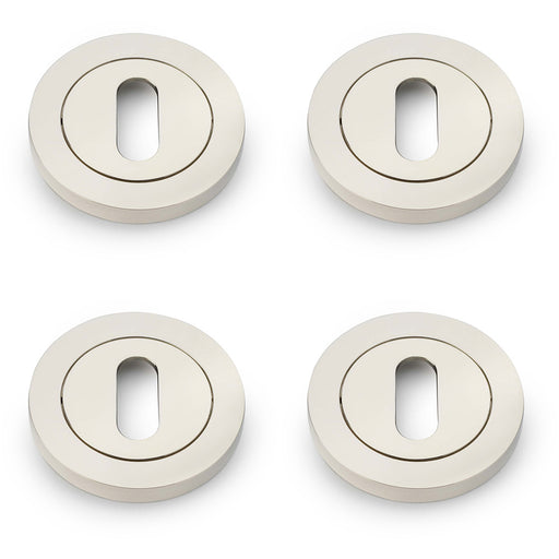 4 PACK Screwless Round Profile Escutcheon Polished Nickel 50mm Lock Key Plate