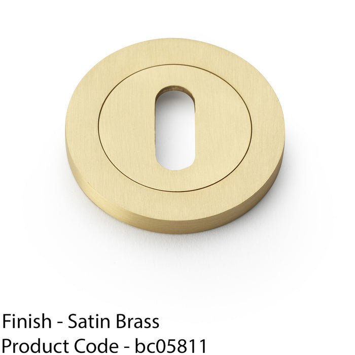 Screwless Round Standard Profile Escutcheon - Satin Brass 50mm Lock Key Plate 1