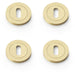 4x Screwless Round Standard Profile Escutcheon Satin Brass 50mm Lock Key Plate