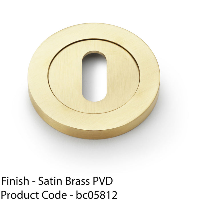 Screwless Round Standard Profile Escutcheon Satin Brass PVD 50mm Lock Key Plate 1