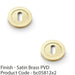 2 PACK Screwless Round Standard Profile Escutcheon Satin Brass PVD 50mm Lock Key 1