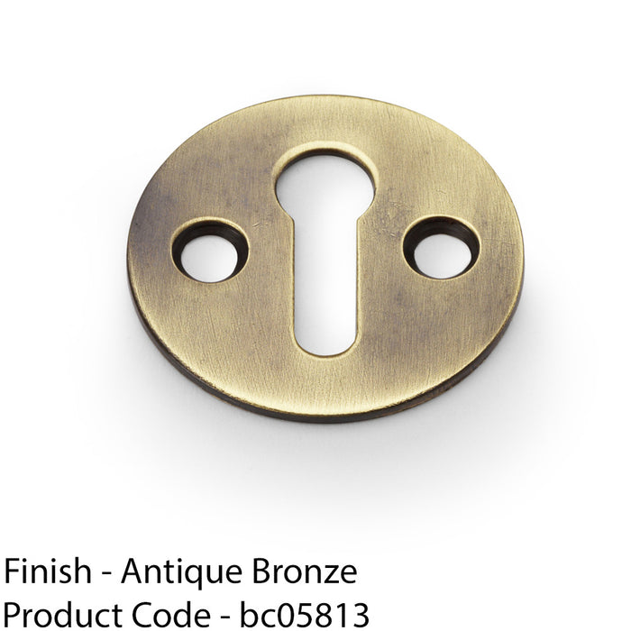 Round Victorian Standard Lock Profile Escutcheon - Antique Bronze Door Key Plate 1