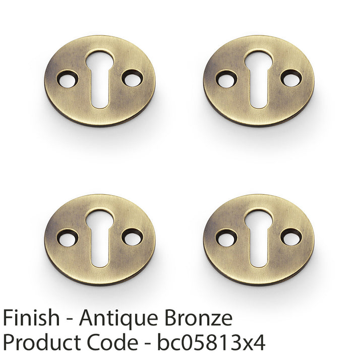 4 PACK Round Victorian Lock Profile Escutcheon Antique Bronze Door Key Plate 1