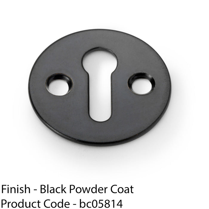 Round Victorian Standard Lock Profile Escutcheon - Matt Black Door Key Plate 1