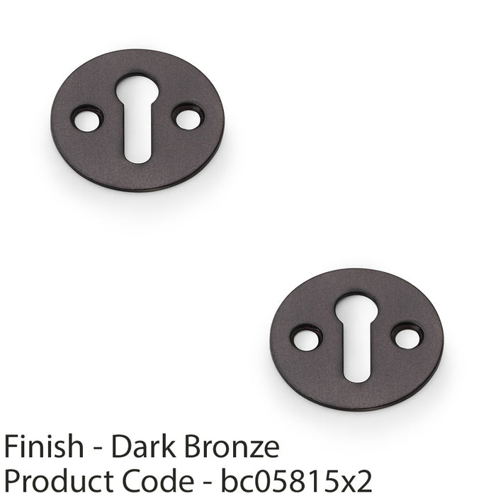 2x Round Victorian Standard Lock Profile Escutcheon Dark Bronze Door Key Plate 1