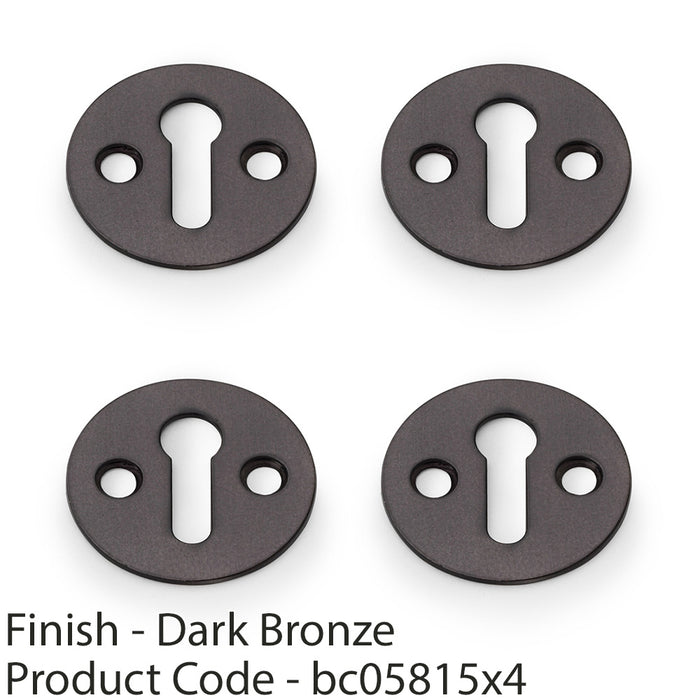 4x Round Victorian Standard Lock Profile Escutcheon Dark Bronze Door Key Plate 1
