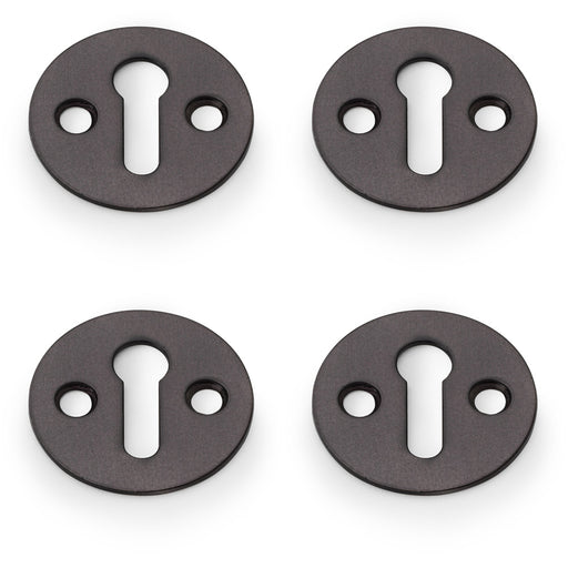 4x Round Victorian Standard Lock Profile Escutcheon Dark Bronze Door Key Plate