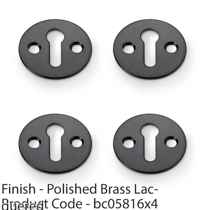 4 PACK Round Victorian Lock Profile Escutcheon Polished Brass Door Key Plate 1