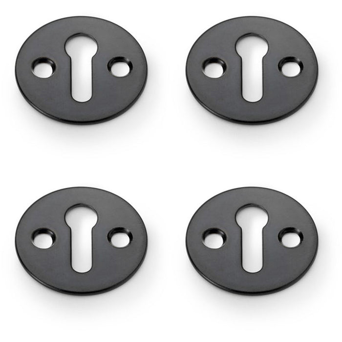 4 PACK Round Victorian Lock Profile Escutcheon Polished Brass Door Key Plate