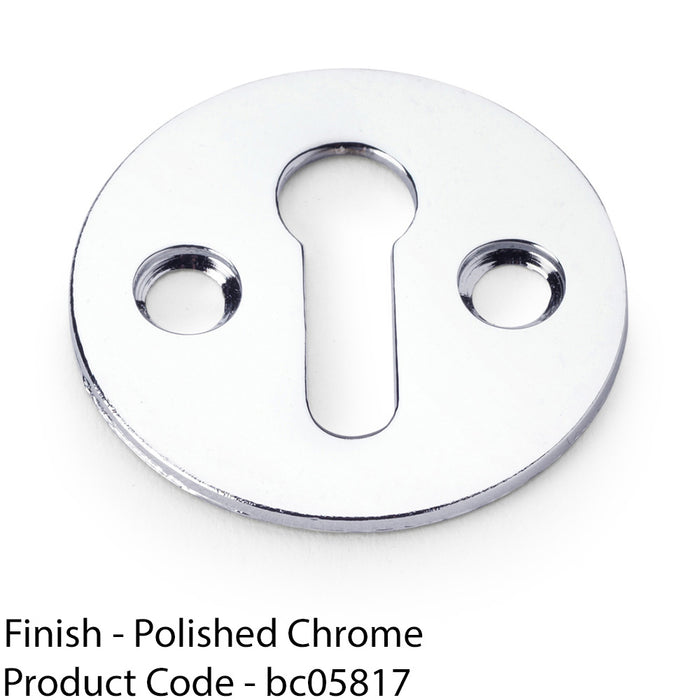 Round Victorian Standard Lock Profile Escutcheon Polished Chrome Door Key Plate 1
