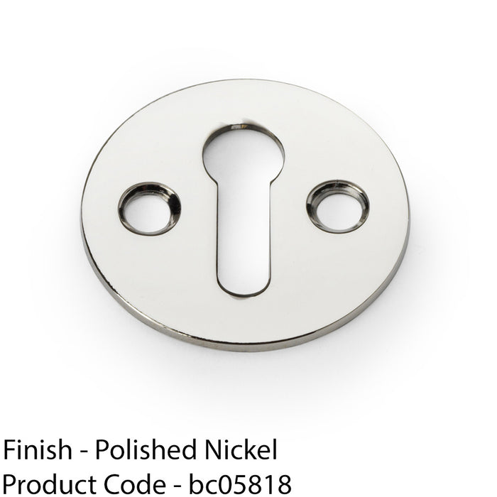 Round Victorian Standard Lock Profile Escutcheon Polished Nickel Door Key Plate 1