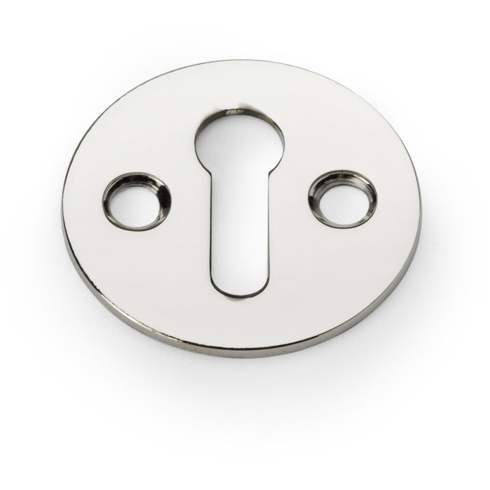 Round Victorian Standard Lock Profile Escutcheon Polished Nickel Door Key Plate