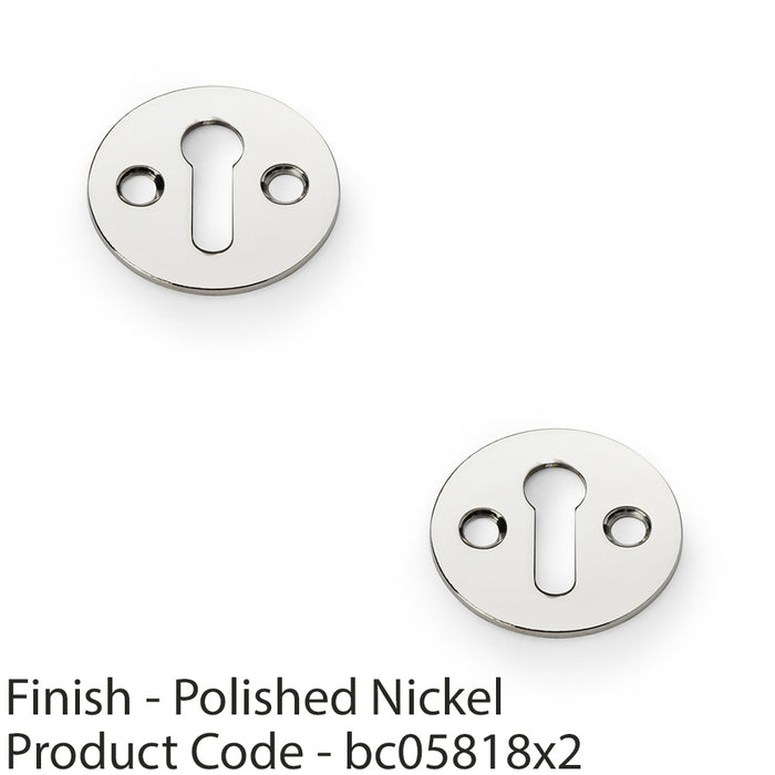 2 PACK Round Victorian Standard Lock Profile Escutcheon Polished Nickel Door Key 1