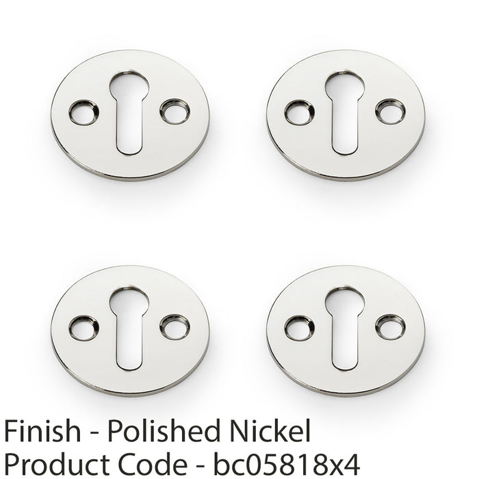 4 PACK Round Victorian Lock Profile Escutcheon Polished Nickel Door Key Plate 1