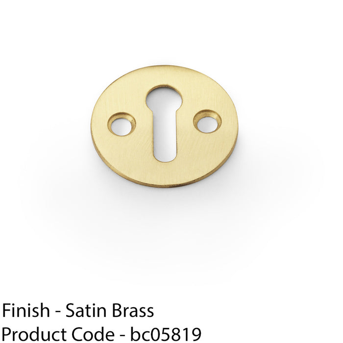 Round Victorian Standard Lock Profile Escutcheon - Satin Brass Door Key Plate 1