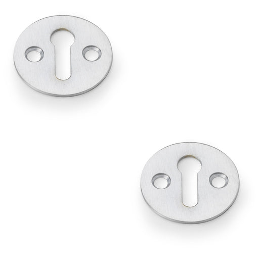 2 PACK Round Victorian Standard Lock Profile Escutcheon Satin Chrome Key Plate