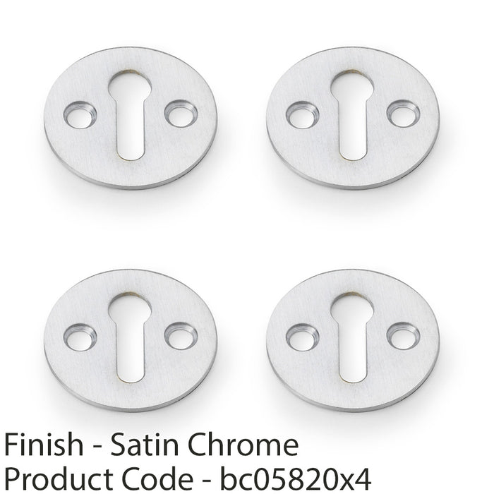 4x Round Victorian Standard Lock Profile Escutcheon Satin Chrome Door Key Plate 1