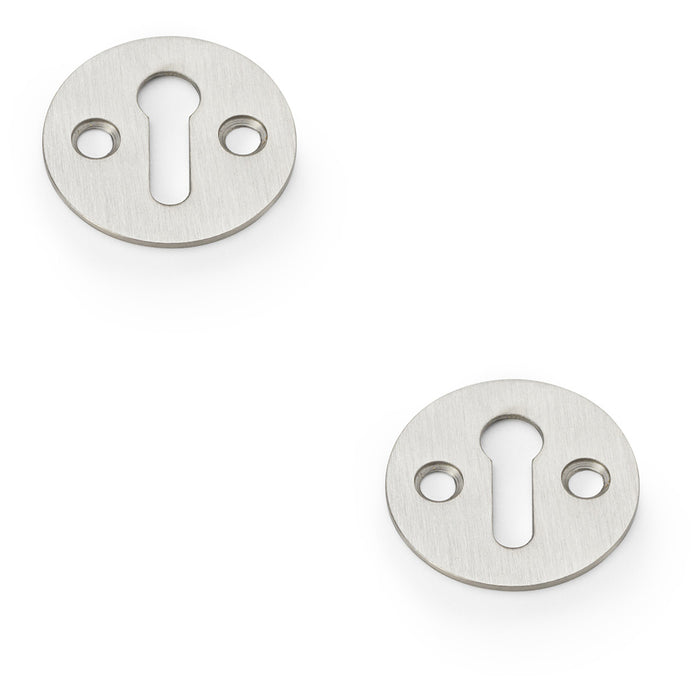 2 PACK Round Victorian Standard Lock Profile Escutcheon Satin Nickel Key Plate