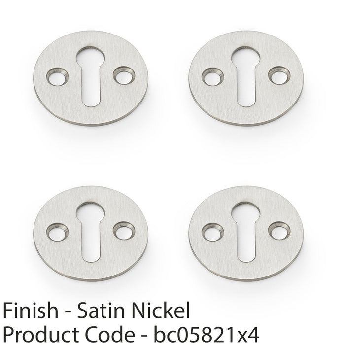 4x Round Victorian Standard Lock Profile Escutcheon Satin Nickel Door Key Plate 1