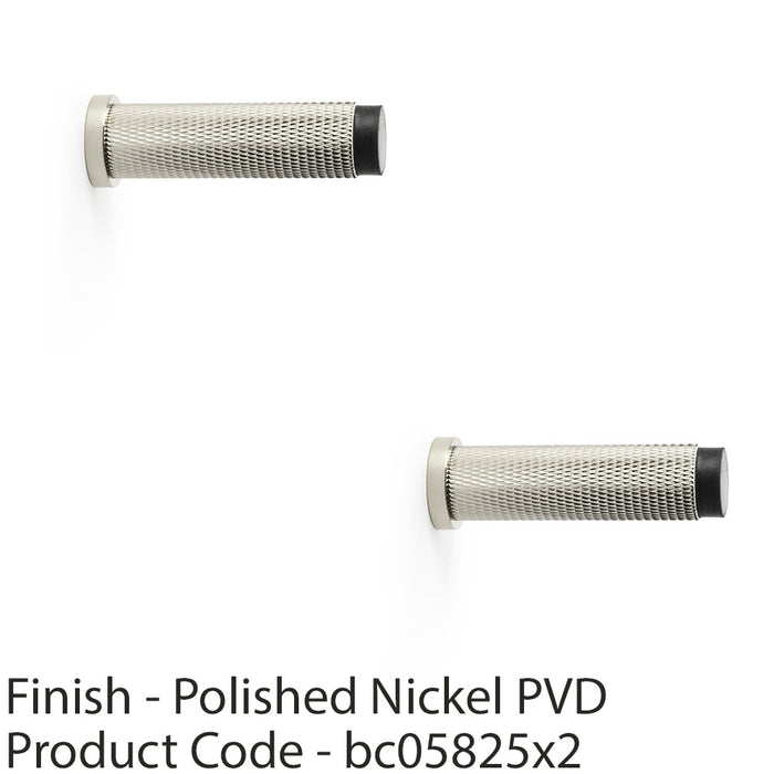 2 PACK Rubber Tip Knurled Wall Mounted Doorstop Polished Nickel 75mm Rose Door 1