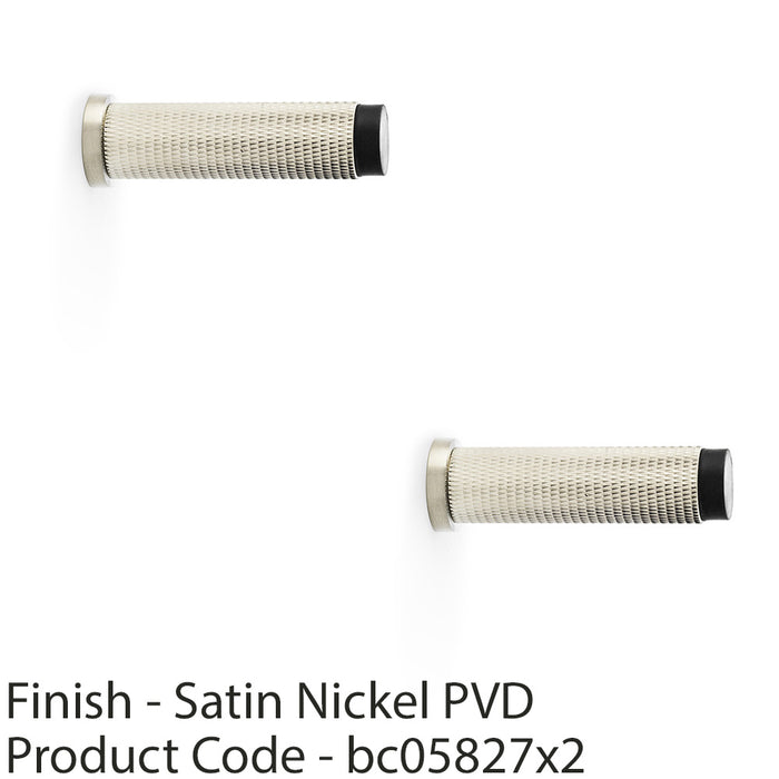 2 PACK Rubber Tip Knurled Wall Mounted Doorstop Satin Nickel 75mm Rose Door 1