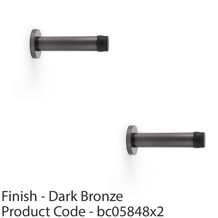 2 PACK Rubber Tip Smooth Wall Mounted Doorstop Dark Bronze 80mm Projecti& Rose 1