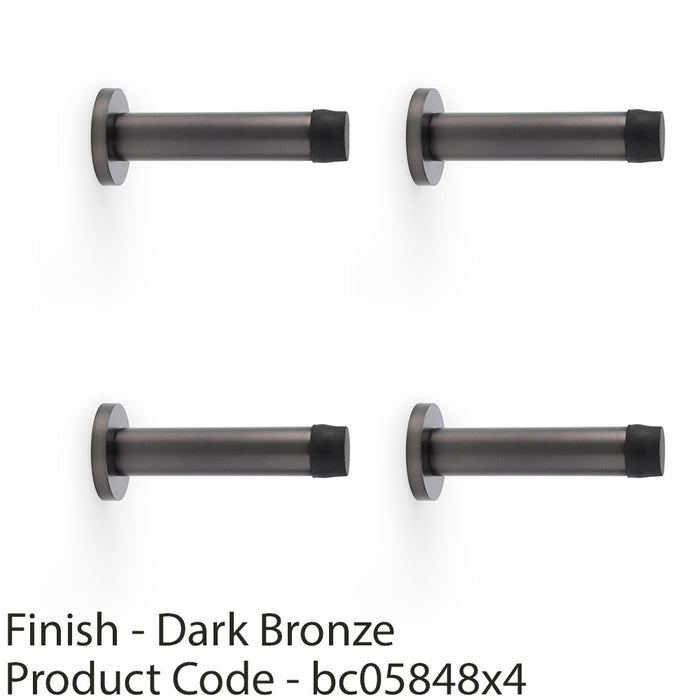 4 PACK Rubber Tip Smooth Wall Mounted Doorstop Dark Bronze 80mm Projecti& Rose 1