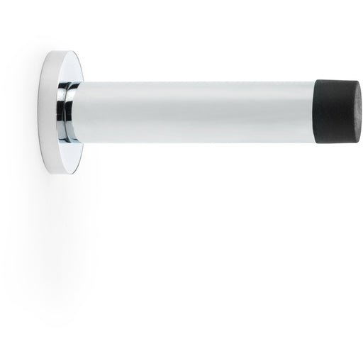 Rubber Tip Smooth Wall Mounted Doorstop - Polished Chrome 80mm Projection & Rose