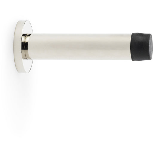 Rubber Tip Smooth Wall Mounted Doorstop - Polished Nickel 80mm Projection & Rose